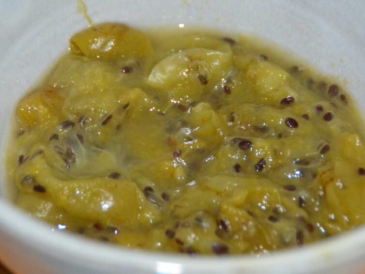 Gooseberries in Saffron Custard